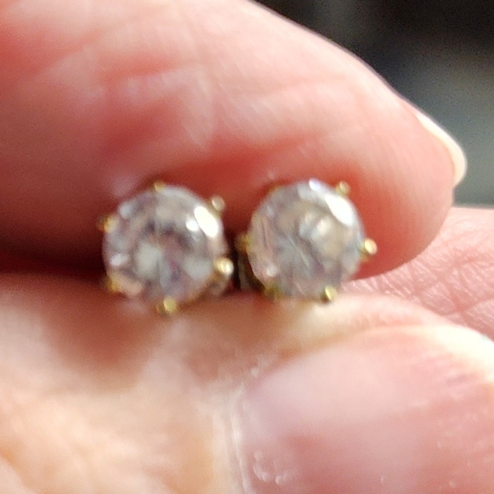 Goldtone CZ Stud Earrings